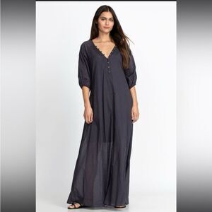 Johnny Was Calme Buttoned Raglan Dress In Graphite